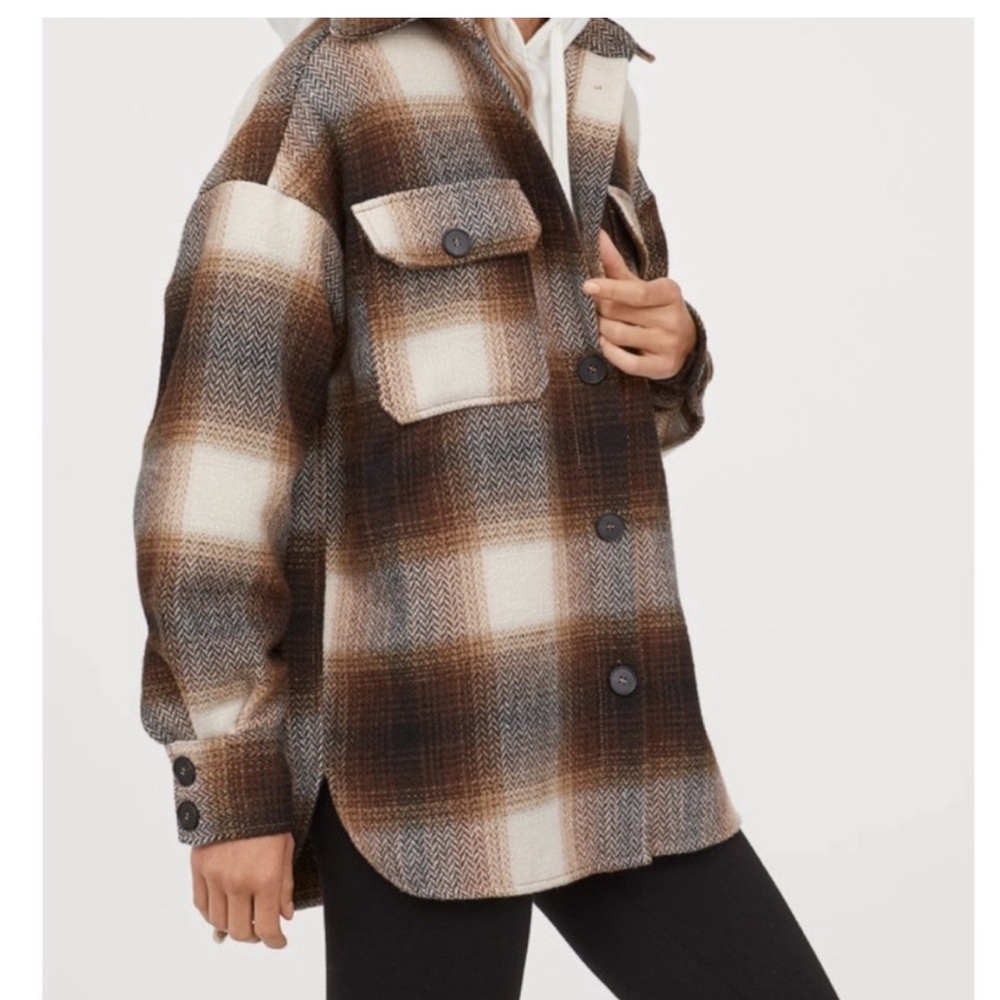Unbranded Plaid Button-Up Jacket brown like new